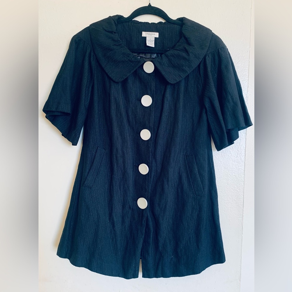 VERTIGO PARIS Vintage (French Import) Coat Dress- Size M-Black—RARE FIND! READ!!